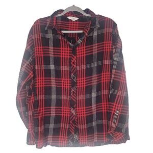Great Northwest Indigo Red and Black Flannel Button Down Size 2X